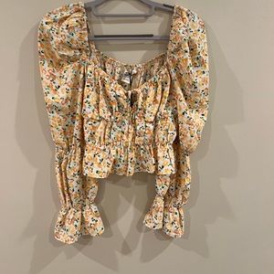 floral print long sleeve top